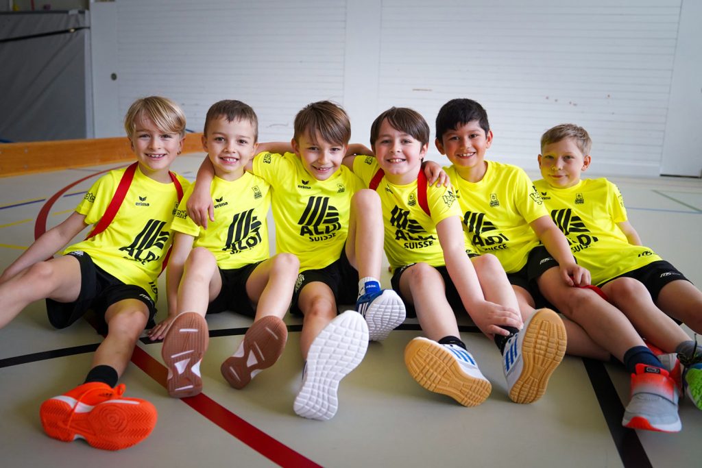 Group of children in a sports hall